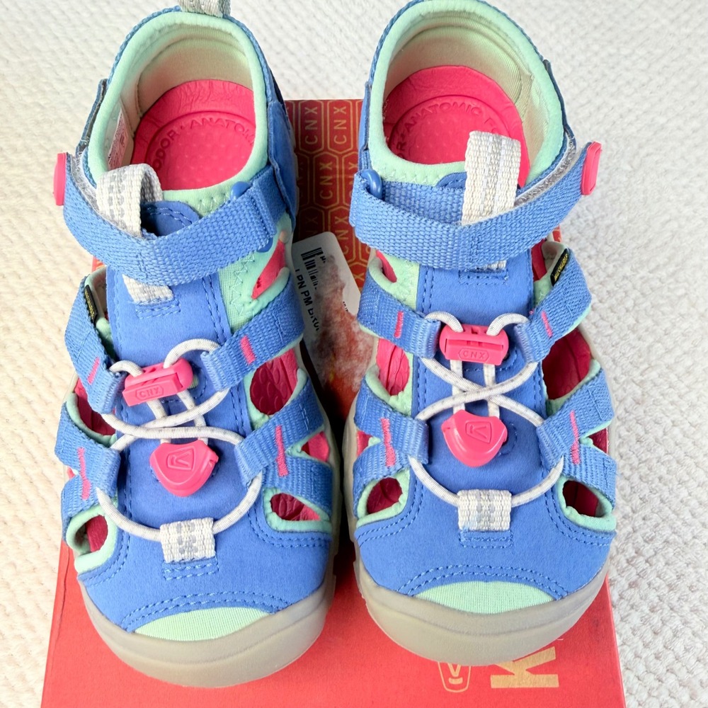 Keen Seacamp II CNX Kids Blue Pink Mint Green Water Sandals Size 12 1028841